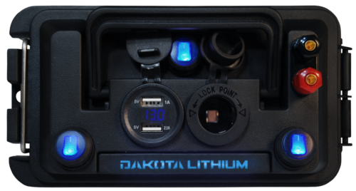 Dakota Lithium Powerbox 10 with two USB, 12V Charger and LED Light