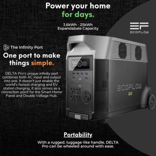 ECOFLOW Delta Pro 3.6kW LiFePO4 Battery Generator
